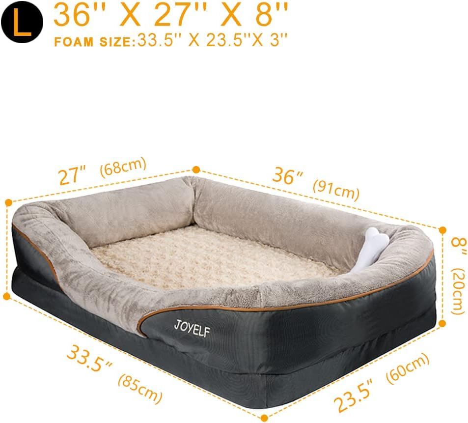 JOYELF XXLarge Memory Foam Dog Bed, Orthopedic Dog Bed & Sofa with Rem