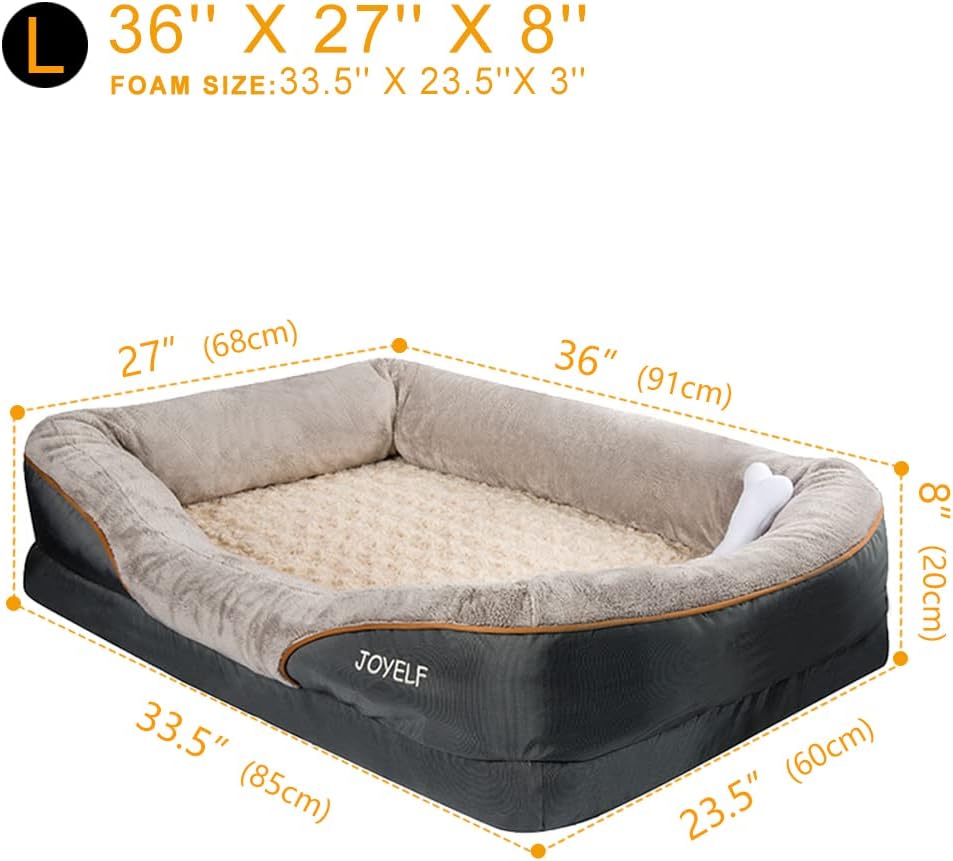 JOYELF XXLarge Memory Foam Dog Bed, Orthopedic Dog Bed & Sofa with Removable Washable Cover Dog Sleeper for Large Dogs