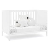 Hayes 4-in-1 Convertible Crib, Bianca White + Simmons Kids Silver Nights Dual Sided 2