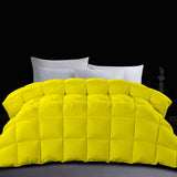 Down Comforter Yellow Oversized Queen Size,100% Soft Cotton 500 GSM Fill Power