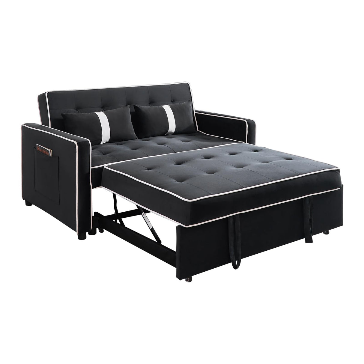 3 in 1 Convertible Sofa Bed Couch, 54.5" Velvet Pull Out Sofa Bed