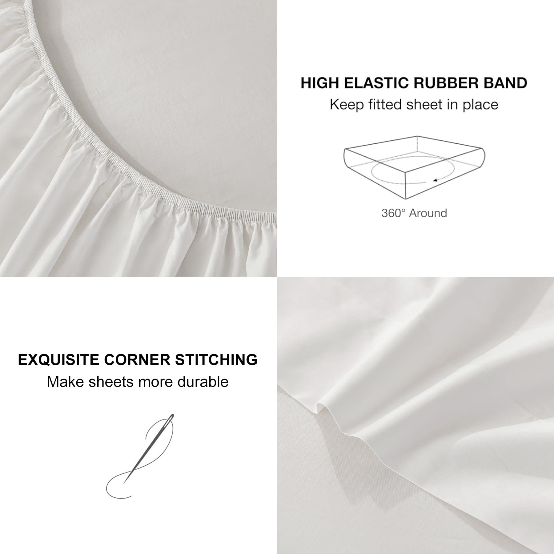 100% Egyptian Cotton Sheets Queen Size Set 18"-24" Extra Deep Pocket