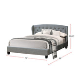 Polyfiber Upholstered Cal Size Bed, California King, Grey