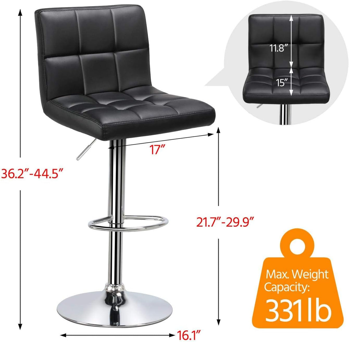 3-Piece Bar Table Set, Round Bar Table and PU Leather Adjustable Swivel Armless Chairs