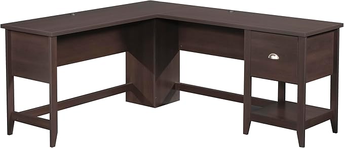 Summit Station L-Shaped Corner Home Office Desk with Drawer and Open Storage Shelf