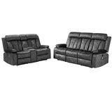 Electric Power Reclining Sofa Set - 3-Seater with Flip-Top Console & Massage Heat