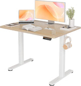 Electric Standing Desk, Adjustable Height Stand up Desk, 48x24 Inches Sit Stand Home Office Desk with Splice Board,White Top