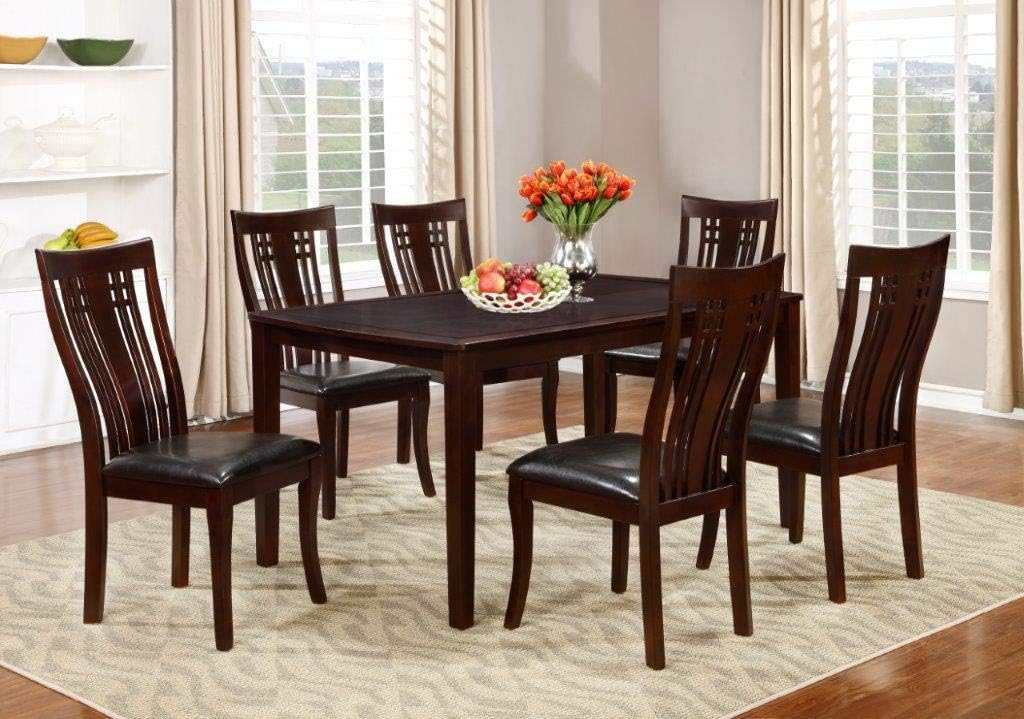 7-Piece Cappuccino Dining Room/Kitchen Table Set,