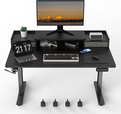 55×30 Inch Electric Standing Desk with 2 Drawers, Adjustable Height Widened Stand Up Desk