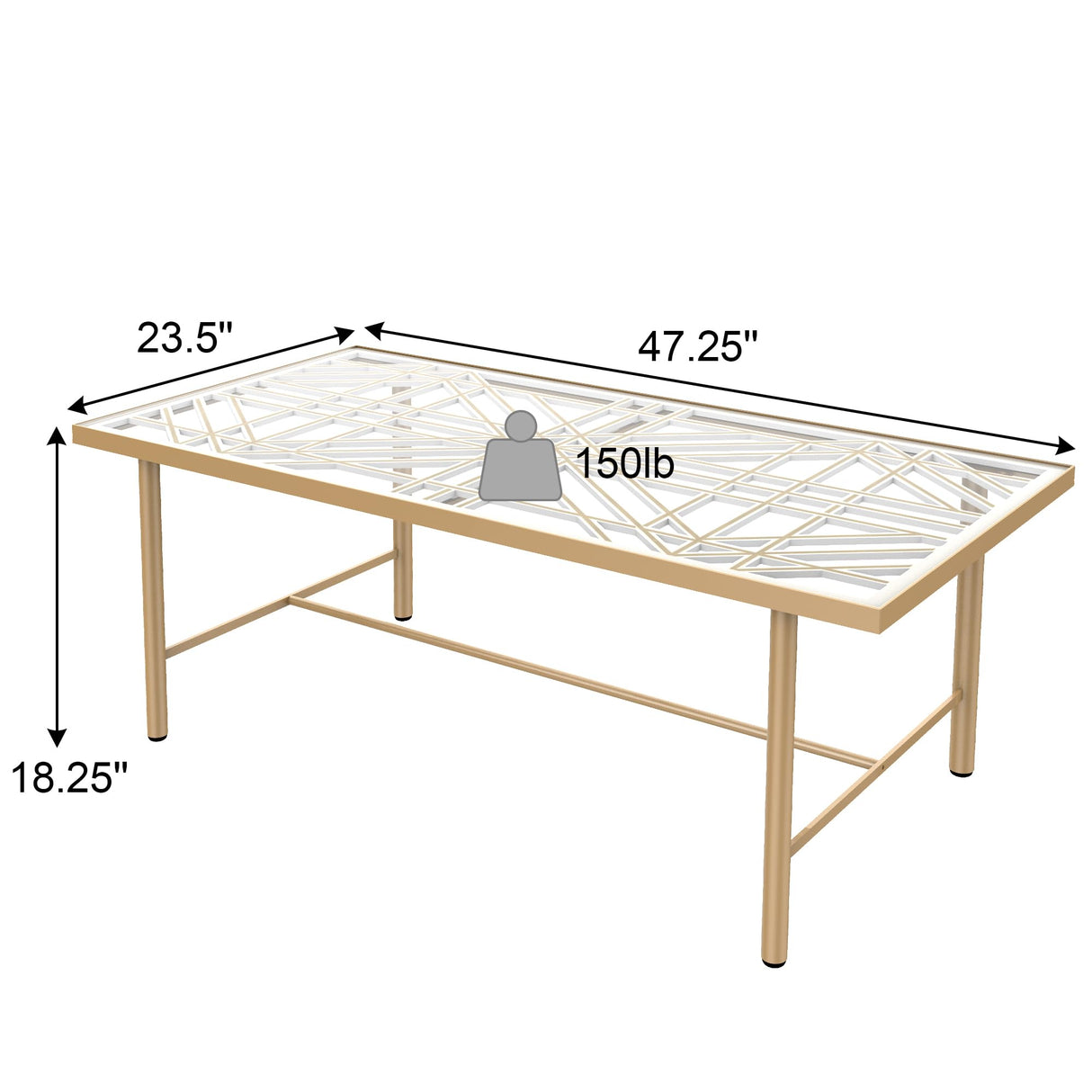 Rectangle Glass Coffee Table with 3D Hollow Carving Wooden Board, Modern Coffee Table