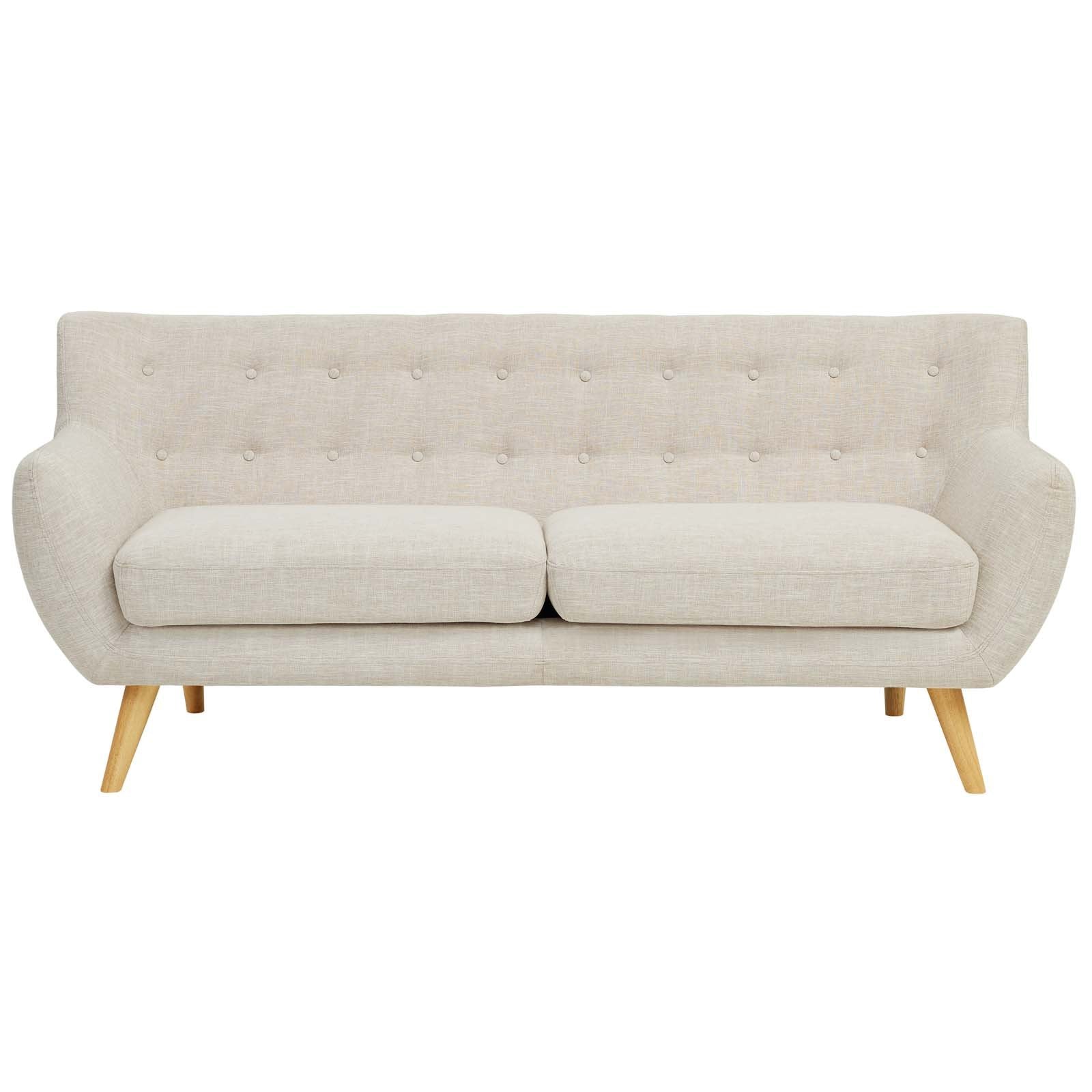 Remark Mid-Century Modern Sofa With Upholstered Fabric In Beige