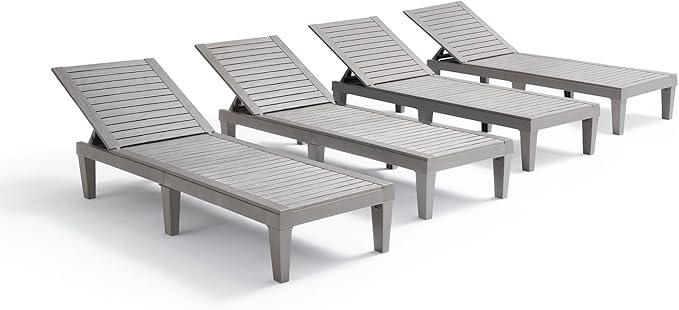Patio Chairs - Waterproof Outdoor Chaise Lounge Chair, Set of 2 Adjustable Lawn Chairs