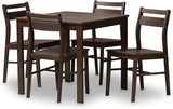 Lovy Modern and Contemporary Gray Fabric Upholstered Dark Walnut-Finished 5-Piece