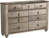 Roundhill Furniture M Imerland Contemporary White Wash Finish Patched Wood Top 7-drawer Dresser