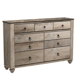 Roundhill Furniture M Imerland Contemporary White Wash Finish Patched Wood Top 7-drawer Dresser