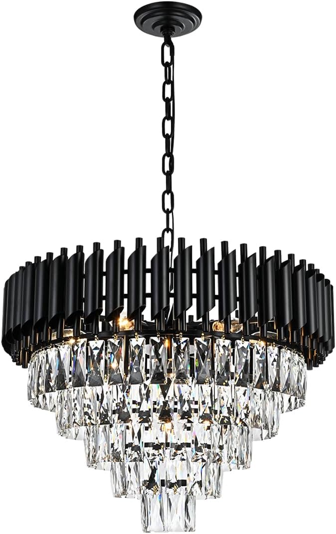 Light Modern Round Crystal Chandelier Lights, 5 Tiers Luxury Pendant Ceiling Light