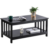 Mission Coffee Table, Black Wood Living Room Table with Shelf, 40 Black