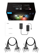 Outdoor String Lights H7021, RGBIC Warm White 96ft (2 Ropes of 48ft) LED Bulbs