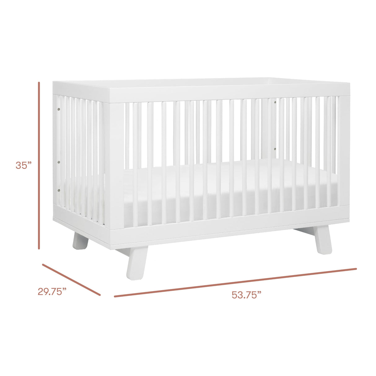 Hudson 3-in-1 Convertible Crib with Toddler Bed Conversion Kit in White,