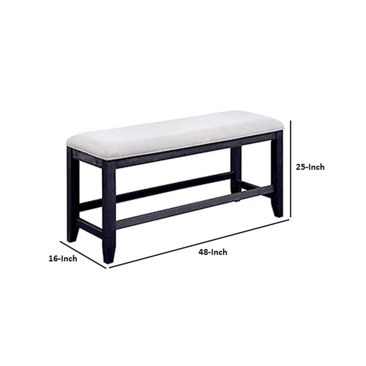 Edward 48 Inch Counter Height Dining Bench, Fabric Wood