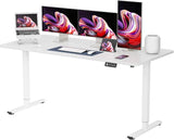 Height Adjustable Electric Standing Desk 55 inch Computer Table, Home Office Workstation, 55in, White Leg/White Top