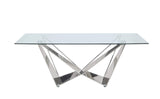 Dekel Dining Contemporary Styled Glass Table in Chrome Finish