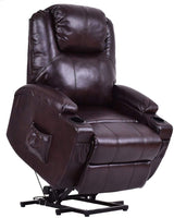 Power Lift Recliner Chair for Elderly, Faux Leather Electric Recliner w/Massage and Heating