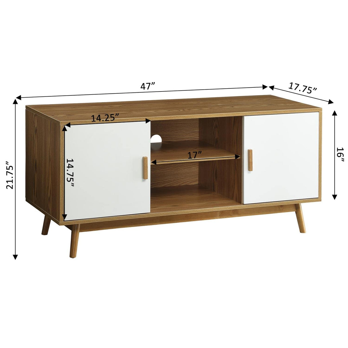 Convenience Concepts Oslo TV Stand, Woodgrain / White
