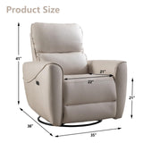 Electric Swivel Rocker Recliner, Power Recliner Swivel Glider with Lumbar Support