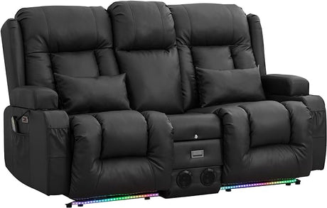 Power Loveseat Recliner Sofa with Massage & Heat Home Theater Seating