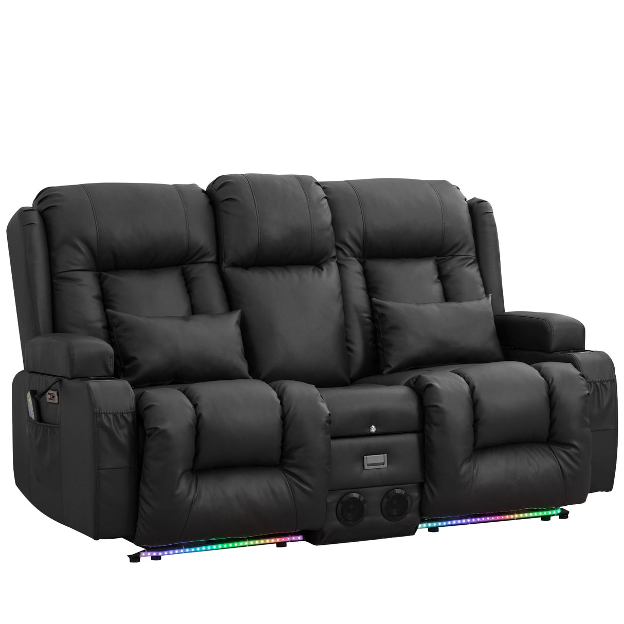 Power Recliner Chair with Massage & Heat, Faux Leather Recliner Sofa Chair