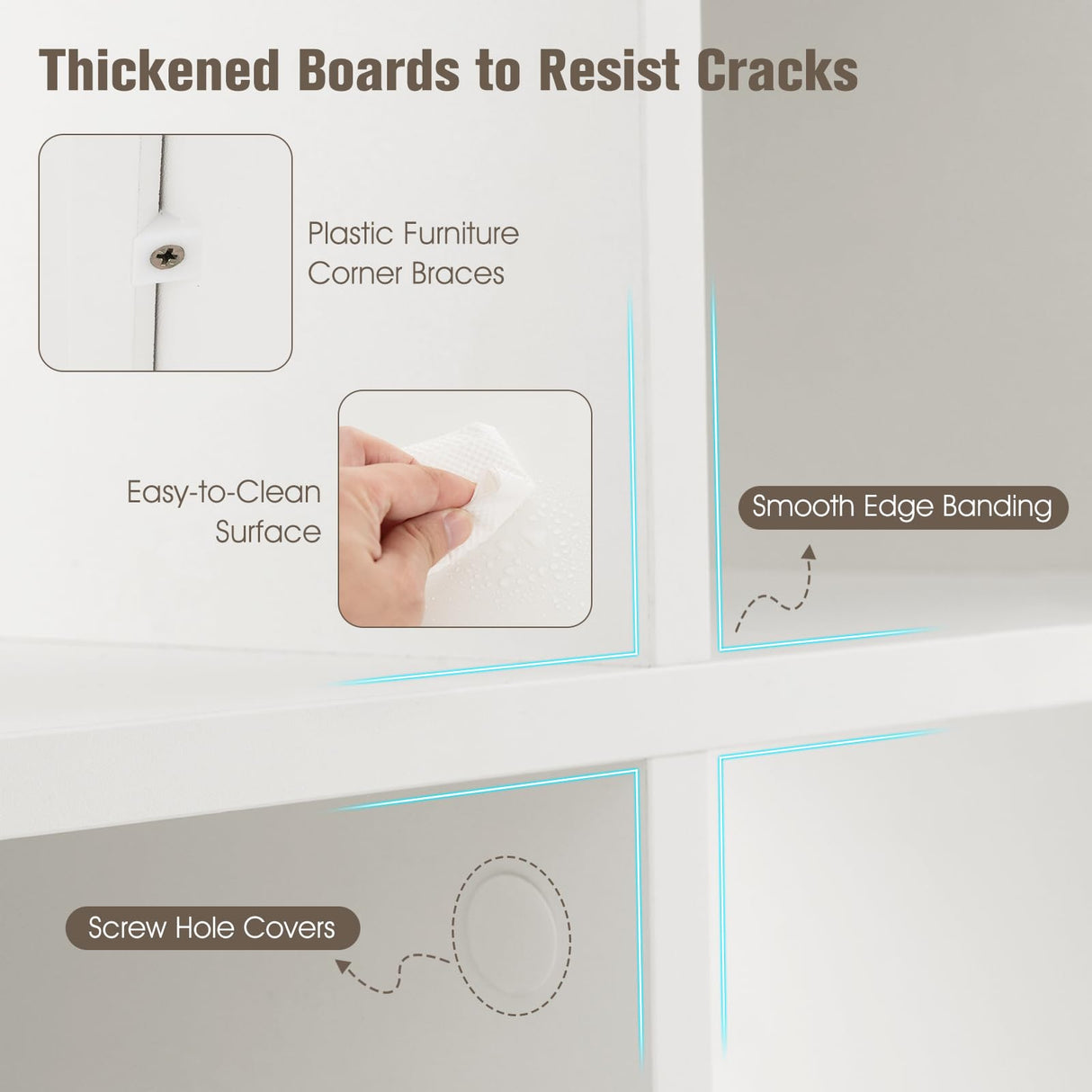 9-Cube Bookshelf, Wooden Open Bookcase, Dual Anti-Tipping Kits, Freestanding Modern Cube Storage Display Shelf for Living Room Kid's Room (White, 9-Cube)