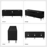 Black TV Stand, Modern TV Consoles for Living Room 65+ Inch TV, Fluted Panel Media