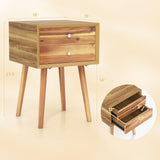 Nightstand with 2 Drawers Set of 2, Mid Century Modern Bedside Table with Solid Wood