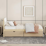 Bed Frame, with 2 Drawers, White High Gloss Headboard Footboard, No Spring Box Needed,