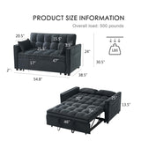 FENFSHE Futon Sofa Bed, Modern Velvet 3 in 1 Convertible Sleeper Sofa Couch Bed, Pullout Couch Bed with Adjustable Backrest, Storage Pockets and Toss Pillows for Living Room, Bedroom (Black)