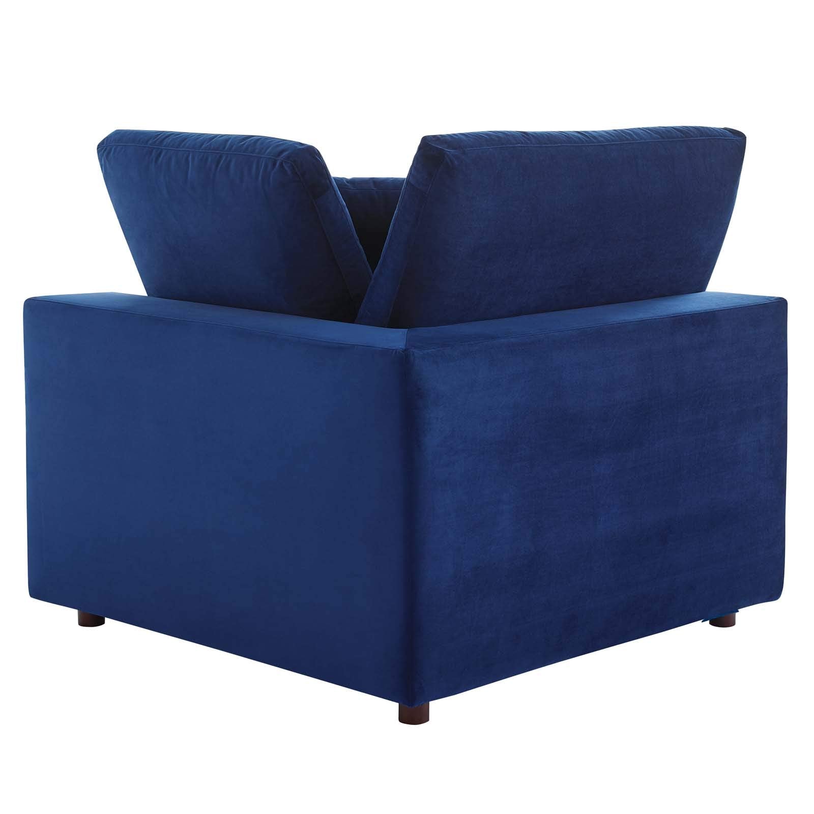 Down-Filled Overstuffed Performance Velvet 4-Piece Sectional Sofa