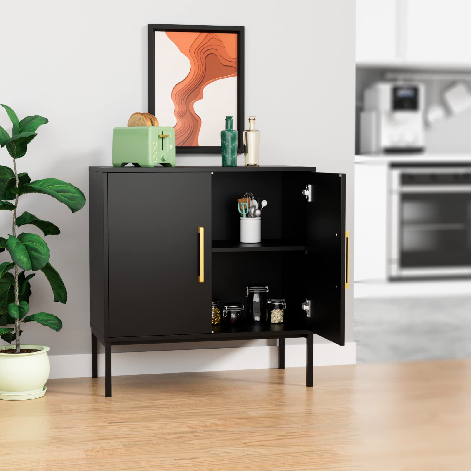 Accent Storage Cabinet with Doors and Adjustable Shelf