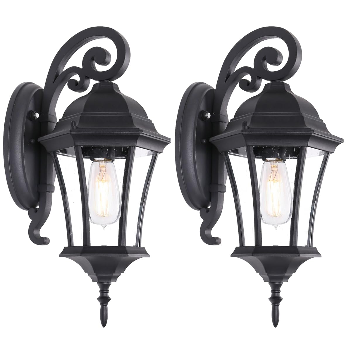GOALPLUS 18in High Outdoor Porch Wall Lantern with Dusk to Dawn Sensor 2 Pack Exterior Doorway Coach Light Wall Mount for House, Large Photocell Sensor Outside Garage Entrance Wall Sconce for Yard