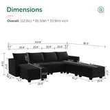 Modular Sectional Sofa Velvet U Shaped Couch with Ottomans Convertible Sectional