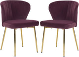 Velvet Dining Chairs Set of 2, Modern Upholstered Vanity Chairs with Golden Metal