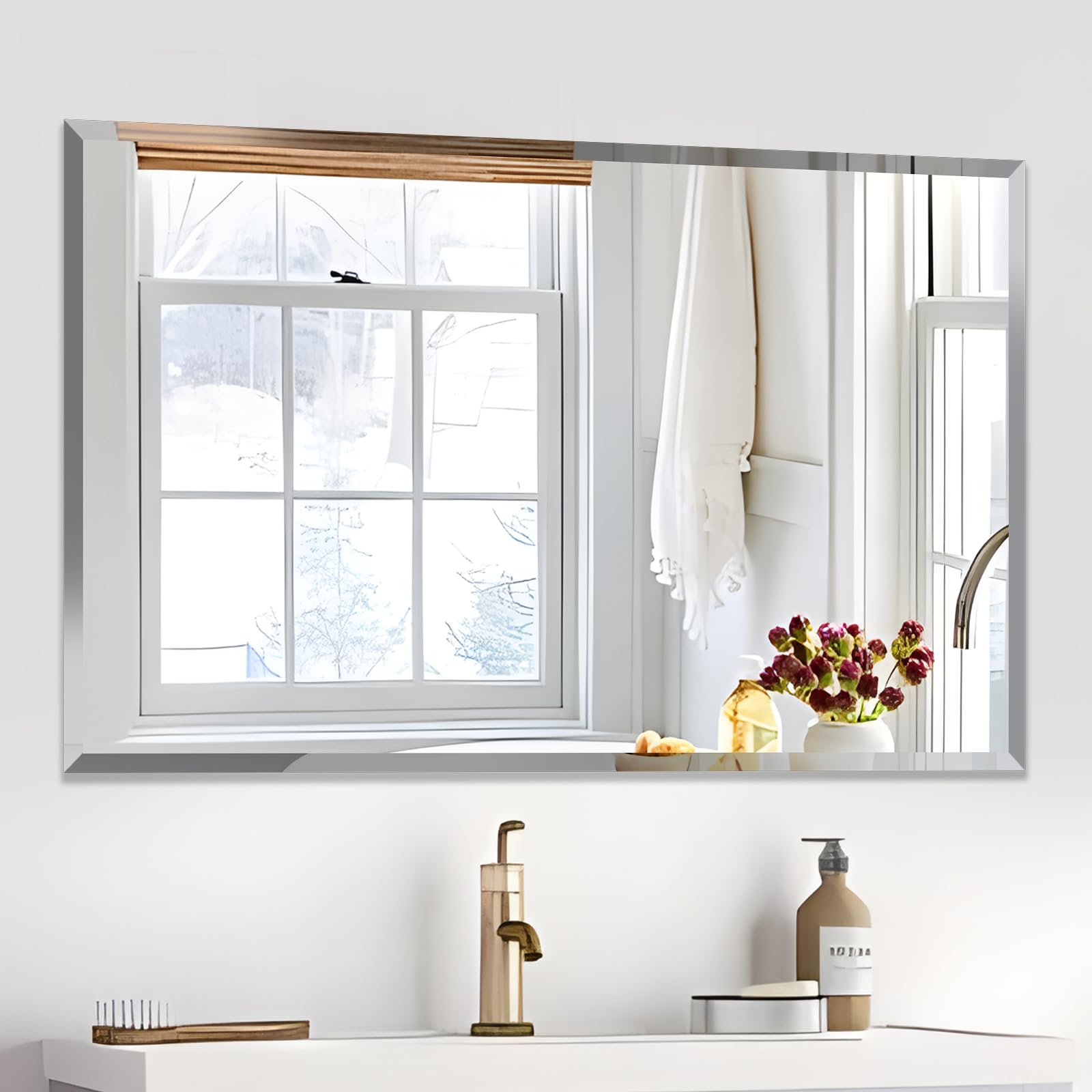 Beveled Mirror,  Beveled Frameless Mirror for Bathroom