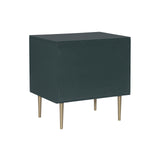 Linon Modern Dark Green Gold Hardware Lennon Two Drawer Nightstand