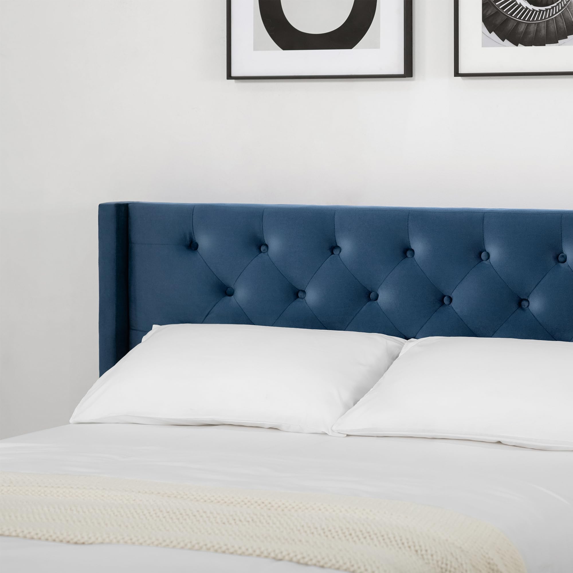 Queen Bed Frame, Velvet Upholstered Platform Bed Mattress Foundation