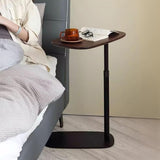 Modern Minimalist C-Shaped Side Table, Wooden Sofa Side Table with Adjustable