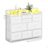 Dresser with Charging Station and LED Lights, Dresser for Bedroom TV Stand Dresser