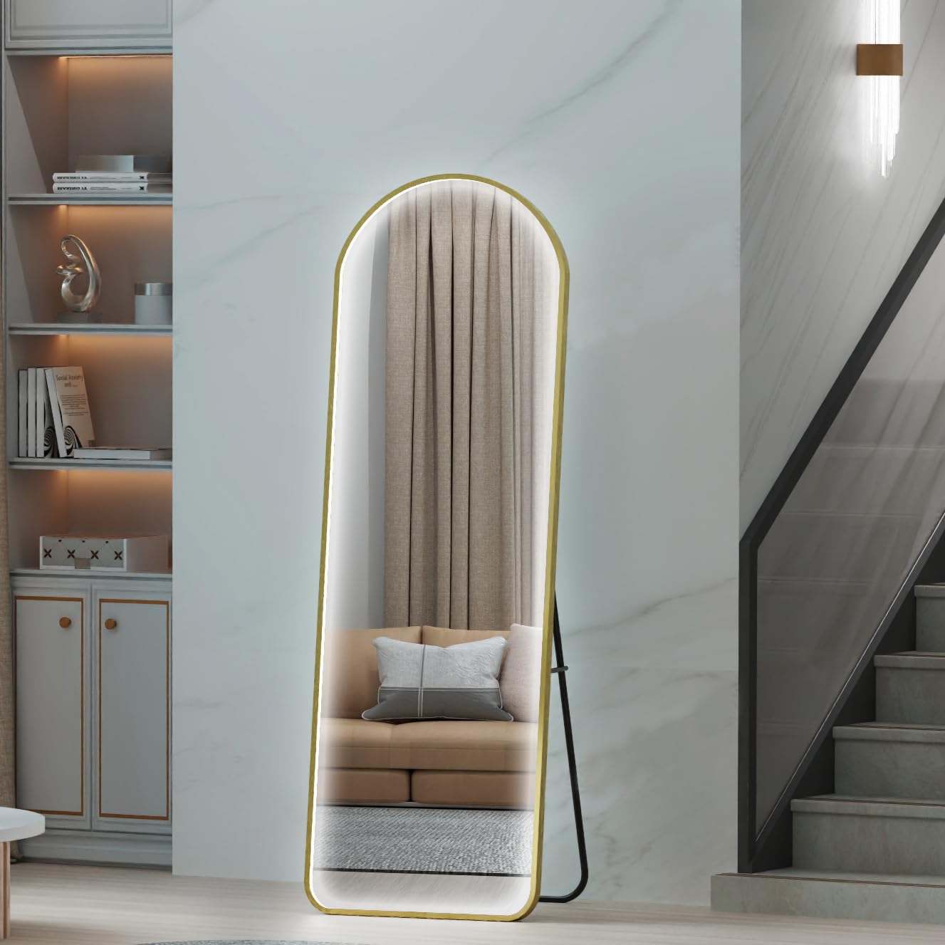 LED Full Length Mirror with Lights Arch Design,  Full Body Mirror