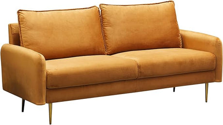 Velvet Loveseat Modern Sofa Tufted Couch with Metal Legs for Living Room, Bedroom