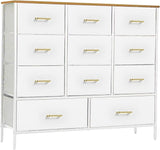 Chest of Drawers for Bedroom with 11 Deep Drawers, Tall Fabric Dresser, Wide TV Stand,