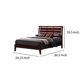 Queen Transitional Wooden Size Bed with Slatted Style Headboard, Brown